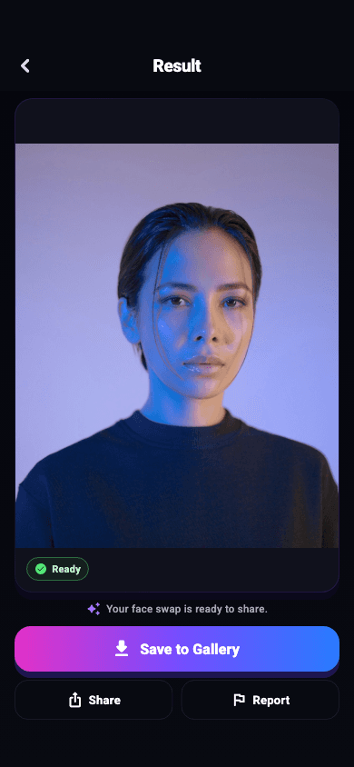 FaceEnjoy face-swap result screen